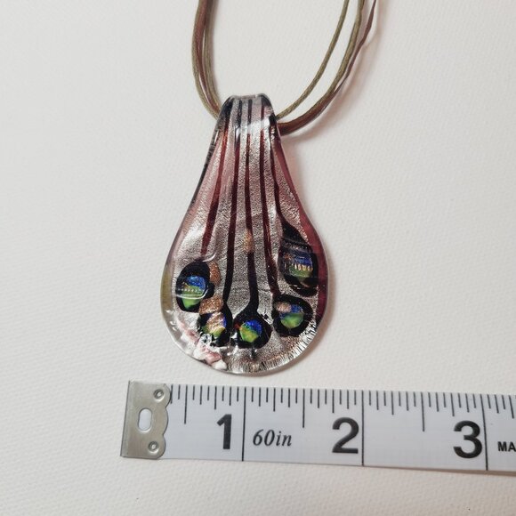 Iridescent Art Glass Pendant Necklace - Unique Teardrop Boho Style - Picture 9 of 10